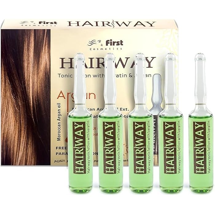 Hair Way - Tonic Lotion With Keratin, Set Of 5 Vitamin Ampoules, 10 ML Each Ampoule (Argan, Moroccan Argan Oil Ext, Hair Treatment Shots) - Image 1